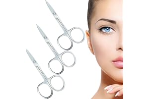ASWEWAMT 3 Pcs Nail Scissors Professional Multi-Purpose Curved Blade Eyebrow Scissors Sharp Cuticle Scissors for Toenails, Manicure, Pedicure, Cuticle, Nose Hair, Beard, Eyebrows