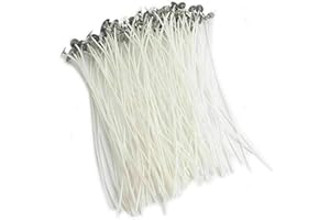 HAJTECH Pre Waxed Cotton Wicks - No Black Smoke for DIY Candles Crafts - For Candle Making with Sustainers - Beeswax Candle Making - Long Lasting - 100pcs - 150mm