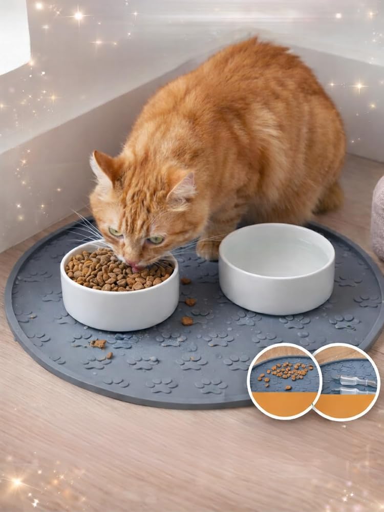 Beylini Kedi Köpek Mama Kabı Altlığı Kaymaz Su Geçirmez Beslenme Paspası Kolay Temizlenir Mama Su Altlığı
