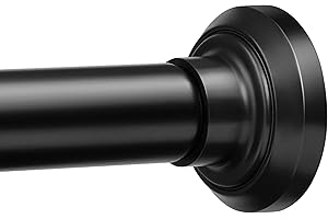 ENJOYBASICS Matte Black Shower Curtain Pole 84 to 183 cm, 1 Inch Extendable Tension Rods for Curtains No Drill, Shower Rail for Bathroom, Closet, Window, Room Divider, Never Rust, Non Slip