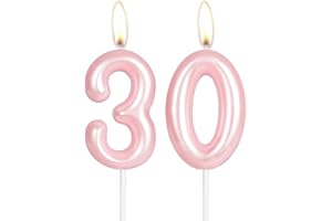 MCISKIN Hot Pink Happy 30th Birthday Candle,Pink Number 30 Candle,Birthday Cake Candle Decorations,Cake Candles Cake Toppers for Girls Women,Wedding Anniversary