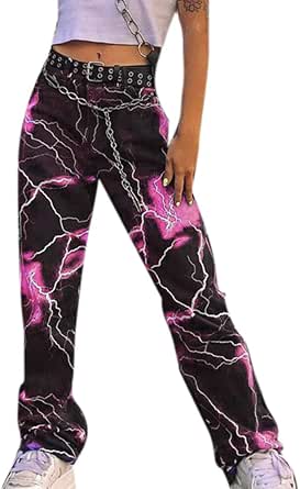 Keepmore Pantaloni Sportivi da Donna a Vita Alta con Stampa fulmini  Pantaloni a Gamba Larga Pantaloni da Salotto : Amazon.it: Abbigliamento