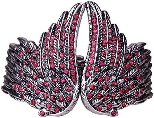 Loveangel Jewellery Women's Crystal Wings Hinged Bangel Bracelet