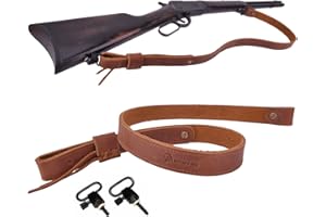 TAS TROST Leather Rifle Strap Adjustable Hunting Rifle Strap 1 Inch Width with Swivel Joints