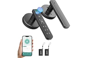 BAFUWEIY Fingeravtryck Dörrlås - Nyckellöst Ingångslås Med APP-Kontroll/Fingeravtryck/Koder/Nycklar, Knappsats Med Handtag, S