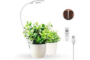 GREVOXY Pflanzenlampe LED Vollspektrum, Pot Clip Grow Lampe mit 56 LEDs, LED Grow light mit 360° Schwanenhals,10W Pflanzenlicht für kleine Pflanzen, Wachstumslampe mit 4/8/12h Timer 3 Farbmodi 10 Helligkeit