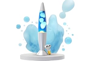 AONESY Lampe à Lave 34cm eau bleu clair cire blanche Lampe à Lave Enfants Veilleuse Lumière colorée Cadeau pour Noël Anniversaire
