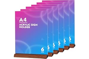 SOYIRI Soportes A4 de Acrílico (6 Unidades), Soporte de Sobremesa A4 Expositor Presentación,Titular de Menú por Restaurantes, Hotel, Tienda