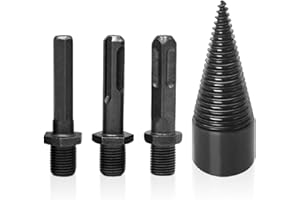 USHXVG 1 Set of Firewood Splitting Drill Bits, Log Splitter Tools, Log Splitter, Removable Cone Drill Bits, Wood Splitter Spiral Cone, Wood Splitter Accessories