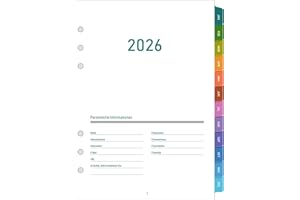 ZXHQ 2026 Diary Week View A5 Refill, 1 Week on 2 Pages, with Monthly View, UK Holiday, Colorful Tabs, Jan to Dec, 6 Hole Weekly Planner Inserts