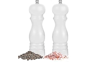 BOCHION Macina sale e pepe, Macinapepe Macinasalecon Ceramica Regolabile Macinino, saliera e pepiera in Legno, macina spezie Manuale per Pepe, Sale grosso, Peperoncino (Bianco)