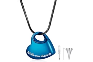 AIWENXI Heart Urn Necklace for Ashes with Me Always Keepsake Memorial Pendant Cremation Jewelry for Women Men