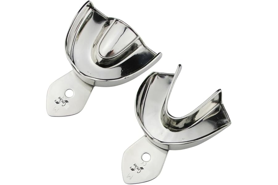 Dental Impression Trays Stainless Steel Teeth Whitening Mouth Trays Upper and Lower Dental Impression Trays Set of 2 (Medium Upper and Lower)