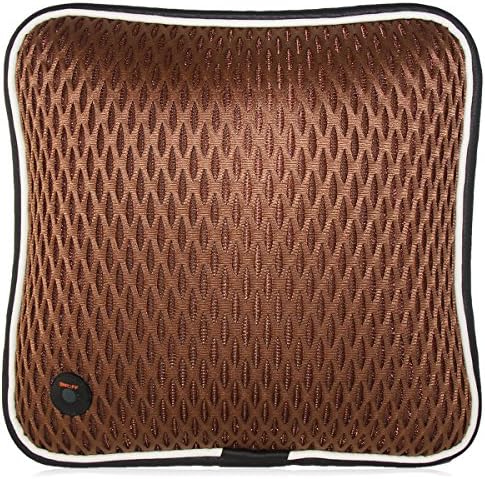 USB Electric Vibration Waist Lumbar Massager Cushion Pad for Home, Office & Car Brown-Grid