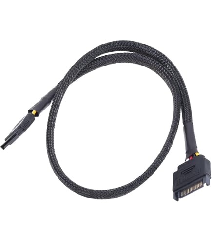POPPSTAR Set cavi dati Sata 3 con adattatore Molex - cavo Sata3 60cm (spina dritta-90°), cavo S-ATA alimentazione 30cm Molex (spina 4-pin a 15-pin), nero