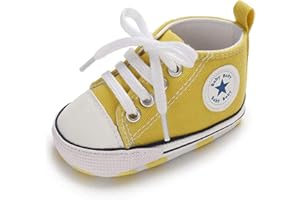 Frobukio Newborn Baby Boy Girl Canvas Sneakers Non-Slip Soft Sole First Walkers Infant