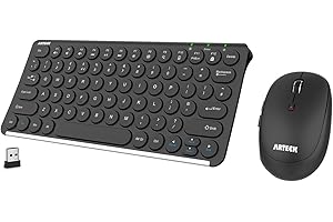 Arteck 2.4G Wireless Keyboard and Mouse Combo Ultra Compact Slim Stainless Full Size Keyboard and Ergonomic Mouse for Computer/Desktop/PC/Laptop and Windows 11/10/8 Build in Rechargeable Battery