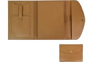 Baiyouli Carpeta Portadocumentos A5 Piel Bolsa de Documentos PU de Tres Pliegues Sobre Organizador Negocios Carpeta para Celular Documentos de Viaje Papel Carta Papelería (Marrón)