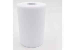 Leeyunbee Tüll Stoff Rolle 15 cm x 91 m, Tüll Rollspule Tüllstoff, Tüllband für DIY Basteln Geschenk Bogen Tutu Rock Hochzeit Weihnachten Geburtstag Party Dekoration und Tischdeko, Weiß