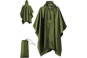 Hjh Poncho Waterproof Adult, Reusable Rain Poncho Adult Waterproof, Lightweight Waterproof Poncho, Rain Coat With Hood For Outdoor Camping Hiking Cycling Traveling, One Size