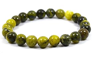 Jaipur Gems Mart Naturel AAA Serpentine Bracelet Extensible | 7-7,5? Longueur Serpentine Bracelet Pierres précieuses | Bracelet Unisexe | 6 mm Perles Forme Ronde | Hommes Perles Bracelet