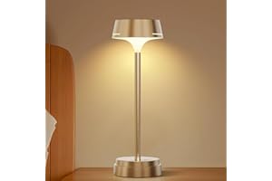 GOVSSING Table Lamp - 5200mAh Rechargeable Lamp with Indicators, 3 Color Modes & Stepless Dimmable Battery Lamp, Timer & Memory Functions, LED Wireless Lamp for Living Room, Bedroom, Restaurant, Gold