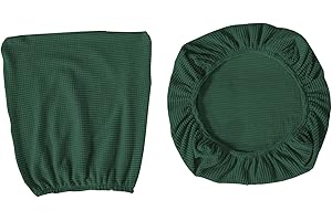 Fenteer 2-Piece Office Chair Slipcover Stretch Jacquard Seat & Back, Dark Green