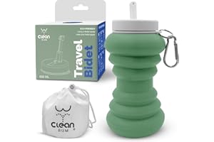 ‎CLEAN BUM CLEAN BUM Portable Bidet, Po Dusche, Intimdusche Wochenbett, XL 600ML, Podusche, foldable bidet, Reise Bidet, Peri Bottle, Tragbares bidet, faltbares Bidet, Ink wasserdichter Reisetasche, Dunkelgrün