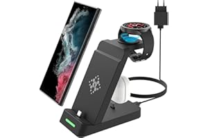 Aimtel 3 in 1 Ladegerät Kompatibel mit Samsung Watch 6 Classic/6/Galaxy Watch 5 Pro/5/4/3/Active2/Samsung Galaxy S24/S24+/Galaxy S24 Ultra/S23/S23 Ultra/S22/S21/S20/Z Flip5/Z Fold5/Buds+/live/Pro