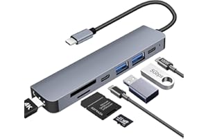 VEMFAY Hub USB C HDMI 4K PD 100W Charge,3*USB-A/C Multi Data Ports,Lecteur de Cartes SD/TF 7 en 1 Dock USB-C,Adaptateur Multiport Compatible pour MacBook Pro/Air,iMac,iPhone 16 15 Plus Pro Max,Samsung Galaxy
