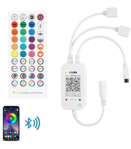 aixi-SHS Tuya Contrôleur LED Wi-Fi RGB intelligent 4 broches, télécommande via application, lumière variable DC12-24V, compatible avec Alexa