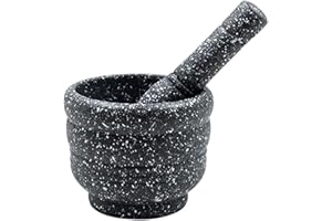 Leoyee Household and Kitchen Garlic Masher, Garlic Press, Mortar and Pestle Set (Granite)