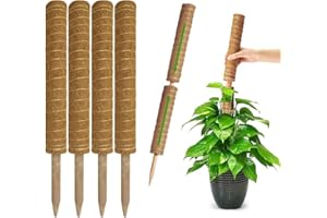 YAWAHOME 4Pcs Moss Pole Plant Support - Plant Stick Supports For Indoor Plants17inch42cm Coco Coir Moss Poles Extension Up To 53inches133cm Plant Stick For Monstera Climbing Money Plant Indoor Grow Upwards