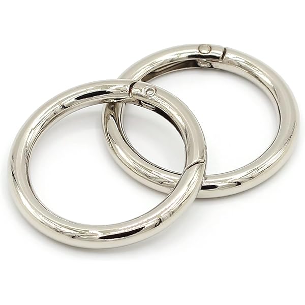 6 Moschettoni A O Zincati 32mm - Portachiavi, Per Borse, Zaini, Colore Nero