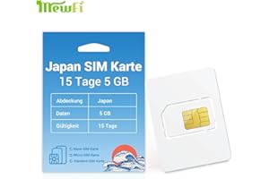 MEWFI Japan SIM Karte Japan Daten nur Prepaid SIM Karte 15 Tage 5 GB, 3 in 1 SIM Karte für Unlocked iPhone Android Mobile, 4G Operating Network Unlimited Speed (15 Tage 5GB (Aktivierung erforderlich))