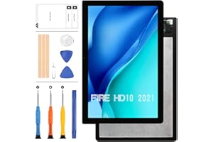 LADYSON 10.1 Inch Screen Replacement for Amazon Fire HD 10 HD10 2021 11th Gen T76N2B LCD Touch Panel for Amazon Fire HD10 Plus 2021 (11th Generation) T76N2P Display Glass Full Digitizer Montact Age set