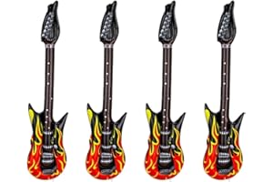 BFUZXY 4 Piezas Guitarra Hinchable Rock Niños,Guitarra Infantil Juguete Hippie,Complementos Rockeros,Inflables Rock Star Toy Accesorios para Fiestas Temática Festival Juego de Roles Cosplay,Hijos y Adultos