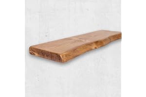 Chill House Waney/Live Edge Estantería Flotante rústica 22 cm x 4.4 cm, Roble Oscuro, 140cm
