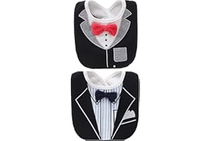 FEIFEI'S BOW 2PCS Baby Kids Bibs BOY MIXED DESIGN COTTON GENTLEMAN BOW FEEDING Bandana Apron Weaning