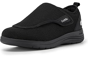 FitVille Chaussures Larges pour Femmes Chaussons Confortables Réglables Chaussures de Marche Scratch pour Pieds Sensibles