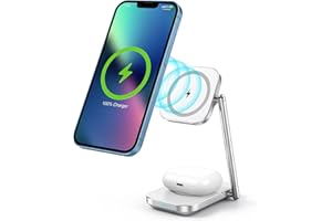 Bezprzewodowa ładowarka do iPhone'a, Hinyx 2 w 1, magnetyczna ładowarka Apple Stand Mag-Safe iPhone 14/13/12, składana stacja ładująca do wszystkich bezprzewodowych telefonów ładujących, AirPods