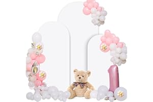 Wedding Arch Cover Set of 3, Anglecai White Arch Backdrop Cover Spandex Fitted 2-Sided Arch Stand Cover for Round Top Chiara Arch Backdrop Stands Cover for Wedding Birthday Decoration 4FT, 5FT, 6FT