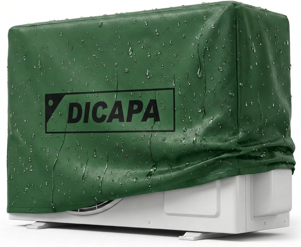 DICAPA Funda Aire Acondicionado Exterior de 90 x 55 x 30 cm. Cubre Aire Acondicionado Exterior Impermeable y Resistente (Verde)