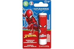 Naturaverde | Kids - Disney Marvel Spiderman - Burrocacao alla Vaniglia, Burro Cacao Bambino con Burro di Karité BIO, con Filtri UVA-UVB - SPF 15, Lipstick da 5,7ml