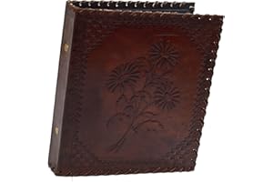 ROOGU Herbarium - segregator na dokumenty 2 pierścienie DIN A5 prawdziwa skóra bawola ręcznie robione Indie