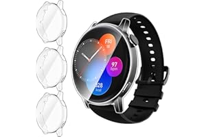 ivoler 3 Stücke Klar Silikon Hülle für Huawei Watch GT3 42mm / Huawei Watch GT 3 42mm Schutzhülle, Vollständige Abdeckung Schutzfolie Weiche TPU Cover Case Schutz Displayschutz Folie