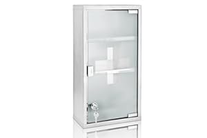 Deuba Botiquín para medicinas armario de medicamentos 3 estantes primeros auxilios para colgar en la pared cerradura llave