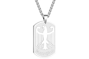 Halora Germany Eagle Men's Stainless Steel Federal Eagle Necklace Men's Jewellery Gifts, 60 cm
