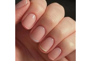 CEBOIC 24 szt. krótkie kwadratowe sztuczne paznokcie kolorowe francuskie krawędzie naturalne samoprzylepne akrylowe naklejki na paznokcie pełne pokrycie dla kobiet dziewcząt do zdobienia paznokci