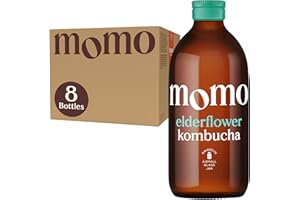 8 x Fresh 330ml Bottles MOMO Kombucha Drink Organic - Kombucha Tea Probiotic Drink - Elderflower